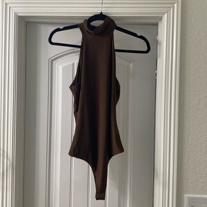 WAYF Brown Turtleneck Bodysuit